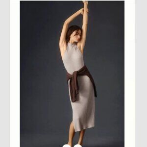 Beyond Yoga Well Traveled Ribbed Midi Dress Size XL Taupe Comfy Chic NWT